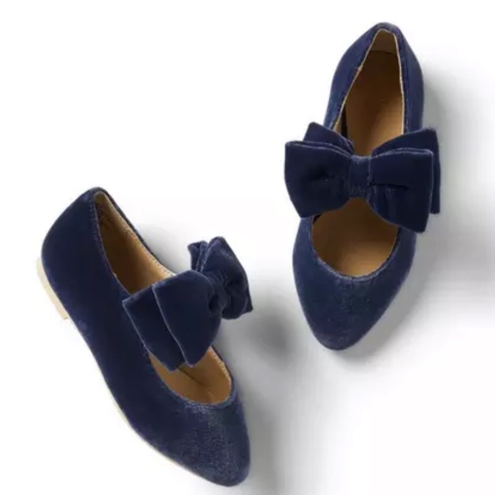 Janie and Jack Velvet Bow Flat